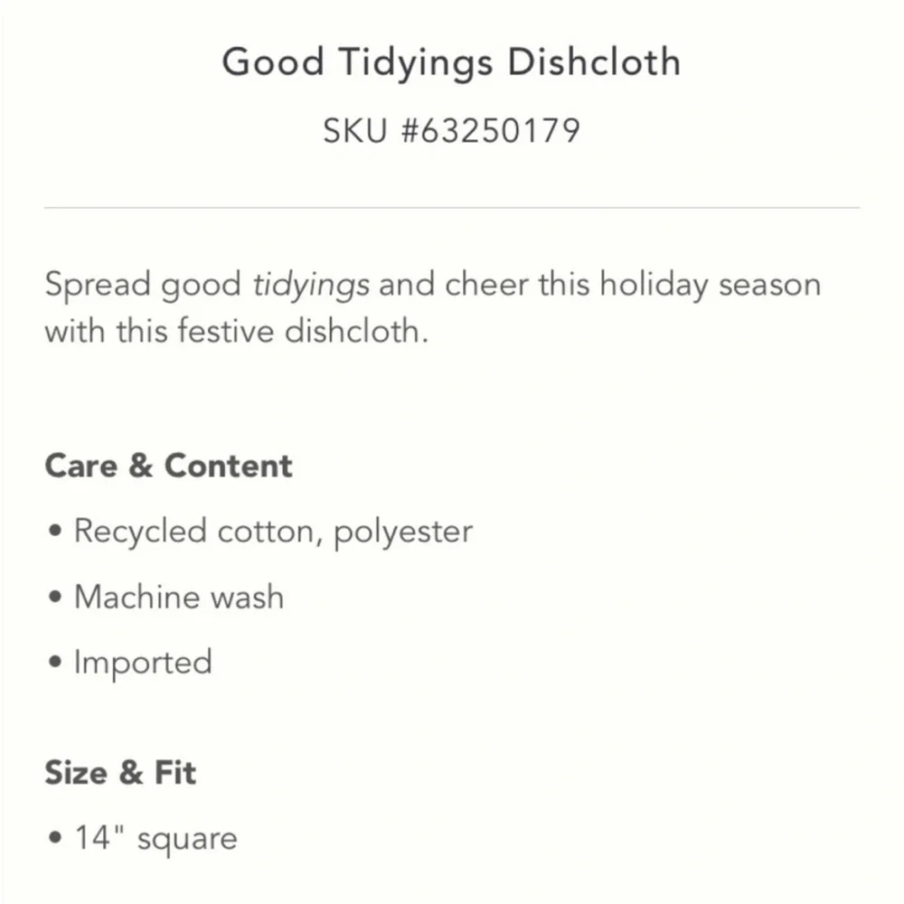 NWT Anthropologie Christmas Good Tidyings Dish Cloth Towel Set of 3